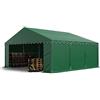 TOOLPORT Tendone deposito 5x6 m PVC 750 N verde scuro tenda capannone telaio perimetrale e rinforzo del tetto