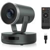 NEARITY Telecamera PTZ NDI V410, webcam per videoconferenza con zoom ibrido 2K 10x, cancellazione del rumore basata su AI, 4 posizioni preimpostate, panoramica a 350° e inclinazione di 60°, FOV 120°