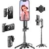 Busdebon Per supporto compatibile con Magsafe, un selfie stick tascabile multifunzione 4 in 1 con telecomando ricaricabile e anello in metallo, adatto per dispositivi iPhone/Android.