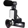 QZCX Videocamera Digitale, Videocamera 4K 4 8MP 18x Camere zoom digitali for la registrazione della videocamera vlogging vlog da 3,0 pollici a flip screen videocamera da 270 gradi(16G SD Card,Pink)