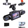 QCDZSW Sistema Dash Cam for Auto con Visualizzazione Completa, Dash Cam 1080p 360° a 4 canali, Visione Notturna, Videoregistratore for Monitor di Parcheggio(3 Lens,128G card)