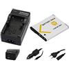 pabuTEL-Bundle 2 in1 Set 3-in-1 per Sony Cybershot DSC-W830/DSC-W810 - -- Batteria per SONY NP-BN1 + caricatore 4 in 1 (con USB/Micro-USB e da auto/auto) con PATONA Displaypad