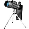 Generic Monocolo portatile monoculare 50x60 ad alta potenza, cannocchiale monoculare impermeabile con prisma BAK4 con supporto per smartphone e treppiede, perfetto per guardare la montagna