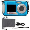 plplaaoo Fotocamera subacquea Fotocamera subacquea 10 FT 2.7K Full HD 48MP Zoom digitale 16X Fotocamera digitale impermeabile Autoscatto Doppio schermo Antivibrazione per snorkeling,viaggi e vacanze(Blu),