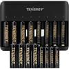 Tenergy TN477U 8-Bay Caricabatterie rapido per batterie ricaricabili NiMH/NiCD AA AAA con 8pcs AA e 8pcs AAA Premium Pro Batterie ricaricabili