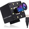 IEights Webcamera_USB 4K Autofocus Webcam con audio, grandangolare 100 gradi senza distorsioni Obiettivo Web Cam 2160p, IMX415 Videosorveglianza Webcam Day Night Webcam con LED bianco, 4K Raspberry Pi Cam