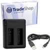 Trade-Shop BC-IS360XB - Stazione di ricarica 2 in 1 con cavo micro USB per batteria IS360XB per fotocamera insta360 One X