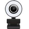 BJdfgE Webcam USB FHD 1080P con luce ad anello a 3 livelli, fissa, rotazione a 360° e riproduzione for zoom/streaming/videochiamate