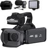 DMETE Auto Focus 4K Camcorder 18X Zoom 64MP Videocamera digitale for Streaming Webcam Time-lapse 4quot;Registratore touch screen Regalo per principianti(16G SD Card,With MIC Light)
