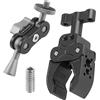FEICHAO Doppia testa a sfera Magic Arm 1/4 vite/carico filettato 1,5 kg adattatore di connessione per gabbia fotocamera SLR (tipo B+morsetto granchio B)