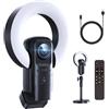 TIEOAXFT Webcam streaming 4K con messa a fuoco automatica AI, luce ad anello, microfono, telecomando, USB e riproduzione for videochiamate live YouTube Zoom