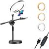 Aiworthy Ring Light per Scrivania, 10 Pollici Luce Ad Anello per Selfie,Dimmerabile Luce Ad Anello,Con Base Rotonda E Supporto per Telefono per Youtube,Autoritrattoriprese Video, Streaming Live
