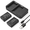 Andoer Kit batteria e caricatore per fotocamera LP-E17 con caricabatterie a 2 slot + 2 batterie LP-E17 da 7,2 V 1040 mAh + cavo di ricarica USB per Canon EOS Rebel SL2/SL3/T6i/T6s/T7i/M5/M3/M6
