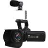 VBESTLIFE Videocamera 4K, Videocamera da 56 MP con Zoom Ottico 6x e Zoom Digitale 20x con Touchscreen Ruotabile da 4 Pollici, Microfono Esterno e Luce di Riempimento, Telecomando