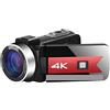 DMETE Videocamera da 56 MP Videocamera Vlog 4K for streaming live Webcam Visione notturna Zoom 16X Fotografia Registratore digitale Regalo per principianti(No SD Card,Only Camera)