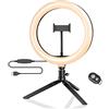 KJsdaADSA Anello luminoso a LED da 10 pollici con supporto per treppiede e supporto per telefono, luce ad anello per selfie dimmerabile per telefono Trucco selfie YouTube Video
