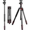 HUIOP treppiede allungabile HUIOP MC-284 Supporto treppiede pieghevole per fotocamera da 68,1 pollici con testa a sfera in fibra di carbonio acità di carico 15 kg/33 libbre Supporto treppiede portatile a 4