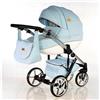 Sojan NAVI Kajtex BBtwin 3 in1 similpelle, passeggino 3 pezzi con corona, Trio eco-pelle, pelle (blu)