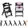 Ms BabyWorld Seggiolone PIEGHEVOLE Full per bambini in legno, completamente pieghevole, evolutivo, seggiolone, ergonomico, regolabile, sicuro, (Nero/Rosa)
