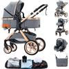 ALYIKOU trio passeggino neonati in offerta, passeggino trio, passeggino 3 in 1, pneumatici in gomma, con accessori, Gondola, Adaptateurs, 25 kg
