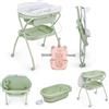MS BabyWorld - BUBBLE + CUSCINO RIDUTTORE - Vaschetta Bagnetto Ergonomica con Supporto | Fasciatoio Impermeabile Imbottito | Chiusura Compatta | Organizzatore | 4 Ruote con Freni