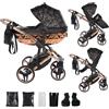 Junama Passeggino Diamond Heart 2in1 3in1 4in1 (02 - nero e rame, 2in1 con adattatori)