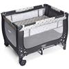 COSTWAY Lettino da Campeggio con Materasso, Lettino da Campeggio per Neonati, Culla da Viaggio Portatile con 2 Ruote, Borsa, per Bambini 0-36 Mesi, 125 x 65 x 76 cm (Grigio)