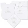 Coccole - Set 3 Pezzi per Battesimo Fazzoletto, Vestina e Busta - Set Completo Personalizzato con Nome e Data a Tema Angioletto Panna - Kit 3 Pezzi Battesimo in Tessuto Piquet 100% Made in Italy