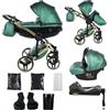 Junama Passeggino Diamond Fluo 2in1 3in1 4in1 (02 - verde, 4in1 con base ISOFIX)