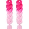 Aomig Allungato Intrecciare, 2pz Parrucca Estension dei Capelli Resistenti ai Calore, Parrucca Rasta per Crochet Twist Intrecciare i Capelli Africane Extension, Rosa - Rosa Chiaro