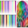AOMIG 22 Pz Extension Capelli Colorati, Clip in Hair in Diverso Colori, Ciocche per Bambini Donna Halloween Natale Cosplay Party