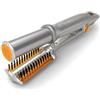 xxlytogether arriccia capelli in ceramica,2 in 1 per capelli e spazzola arricciacapelli con controllo della temperatura per superfici asciutte e bagnate rotante, argento