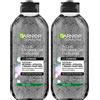 Garnier SkinActive Acqua Micellare Gel Purificante Detergente Struccante Tutto in 1 con Carbone per Punti Neri Formula Ipoallergenica Senza Risciacquo per Viso Occhi Labbra - 2 Flaconi da da 400ml