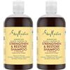 Shea Moisture SheaMoisture Set - shampoo massima idratazione per capelli naturali, trattati chimicamente o modellati con il calore Olio di ricino nero giamaicano senza siliconi e solfati 2 x 384 ml