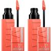 Maybelline New York SuperStay Vinyl Ink Tinta Labbra Colore 105 Golden Brillante e Luminoso Effetto Vinilico Formula No Transfer Durata fino a 16h - 2 Rossetti con Applicatore di Precisione