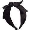 Righe e Pois 32-323- Cerchietto per capelli donna in raso con fiocco grande (Nero)
