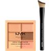 NYX Professional Makeup Palette Conceal Correct Contour 01 Light Correttori in Crema per Imperfezioni e Contouring + Pennello Viso Total Control Drop con Setole Angolate Curvate - Set da 2
