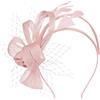 Orgoue Fascinator, fascinator con fiori e piume, da donna, per derby, cocktail, matrimoni, feste in maschera, Rosa, taglia unica
