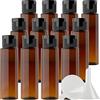 ZEOABSY 12 Pezzi 30 ml Marrone Bottiglie di plastica PET con Tappo Flip Top Nero, Spalla Piatta Vuoto Contenitori per Cosmetico, Bottiglie da Viaggio per Lozioni, Liquido, Olio