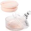 YINGMAN 2 spugnette per cipria extra large e lussuoso barattolo di vetro da 15,2 cm, contenitore per polvere da bagno da donna, perfetto per talco o cipria in polvere (beige)