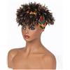 JIANBOHAIRS Parrucca afro riccia corta con frangia e fascia avvolgente, parrucca afro riccia con turbante sintetico for cosplay for Thinning Hair(Brown+blonde)