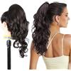 Ser Mulher CAMILLA extension Capelli Ondulati 50 CM Coda di Cavallo Applicazione con Pinza 122 gr (2 Nero Naturale)