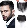 GGAUBAIFI Parrucchino per uomo sulla fronte dell'attaccatura dei capelli 100% pelle di capelli umani PU Posticci per uomo Topper per capelli frontale, 0,59X6,3 pollici, 9,6 pollici Colore nero