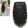 Larafona 14inch/35cm Extension Clip Capelli Veri 100% Umano Capelli, Brasiliano Virgin Hair Ricci Grandi per Testa Piena 8pc 120gram Naturale Nero 1B
