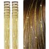 HAJHI Glitter Hair Tinsel Carnevale Clip BB 12 Pezzi Fata Ciocche Colorate Per Capelli Senza Cuciture Fili Metallici Per Riflessi Hair Extensions Per Bar Compleanni(Gold)