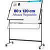 COSTWAY Lavagna Bianca Mobile 120 x 80 cm, Lavagna a Doppia Faccia Magnetica Cancellabile a Secco con Cavalletto e Ruote, Altezza Regolabile 2 Livelli, Accessori Completi (Nero)
