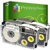 Printing Pleasure 2 x XR-12WE XR-12WE1 Nero su Bianco Nastro compatibile per Casio KL-60 KL-100 KL-120 KL-200 KL-300 KL-750 KL-780 KL-820 KL-2000 KL-7000 KL-7200 KL-8100 KL-8200 CW-L300 | 12mm x 8m