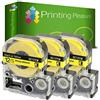 Printing Pleasure 3x Compatibile AC12YW Nero su Giallo (12mm x 8m) Cassetta Nastro per Epson LabelWorks LW-300, LW-400, LW-500, LM-700, LW-900P, OK200, OK300, OK500P, OK720, OK900P, KingJim TepraPro Etichettatrici