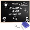 Creative Home Grande Lavagna per Gesso 80 x 57 cm | Lavagna da Parete Nera con Cornice Legno | Bacheca Parete Gessetti - Lavagna Cancellabile | Perfetta per Scuola, Casa, Ufficio, Cucina per Bambini
