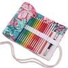 Amoyie - Astuccio portamatite arrotolabile per 72 matite colorate, porta penne, tela wrap, borse organizer, astuccio portapenne scuola, cassa del supporto di matita viaggio, foglie 72